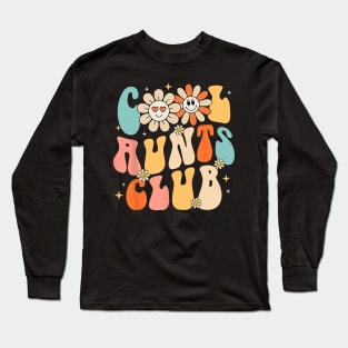 Cool Aunt Club Groovy Retro Funny Aunt Club Aunties Long Sleeve T-Shirt